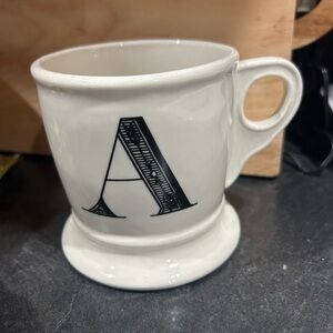 Anthropologie Monogrammed Ceramic Mug with Letter A